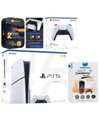 Playstation 5 Slim Disc with Extra Volcanic Red Controller, Charging Dock and MightySkins Decal Voucher + 2 Year CPS Extended Warranty