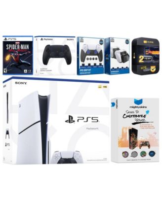Playstation 5 Slim Disc with Spider-Man: Miles Morales, Extra Controller, FPS Grip Kit, Charge Dock and MightySkins Decal Voucher + 2 Year CPS Ex