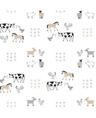 Baby Farm Animals 100% Cotton Fitted Crib Sheet - White