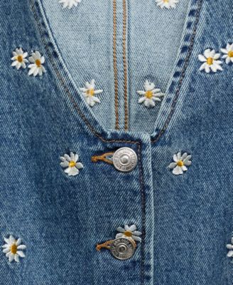 Women's Embroidered Floral Crop Vest