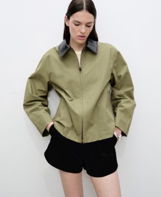 Women's Contrast Collar Cotton Jacket