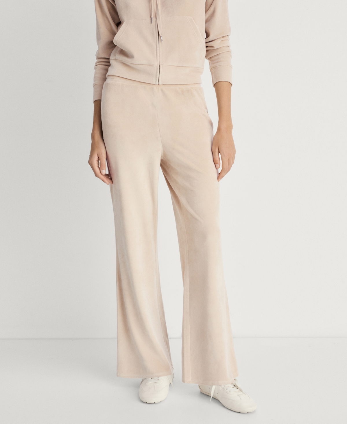Shop Mango Women's Velour Soft Touch Pants In Pastel Gray