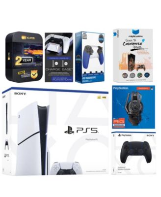 Playstation 5 Slim Disc with Extra Chroma Teal Controller, Plantronics Headset, Trigger Stop Kit, Charge Dock and MightySkins Decal Voucher + 2 Y