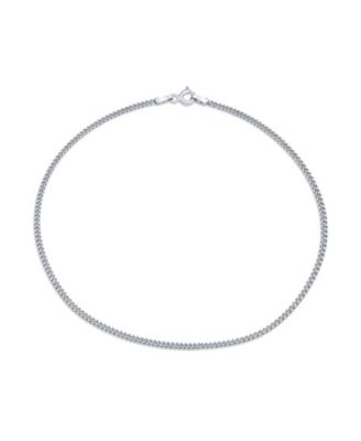 Simple Strong Plain Cuban Curb Chain Anklet Ankle Bracelet .925 Sterling Silver