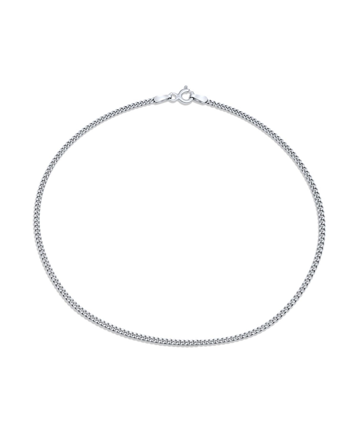 Simple Strong Plain Cuban Curb Chain Anklet Ankle Bracelet .925 Sterling Silver - Silver a