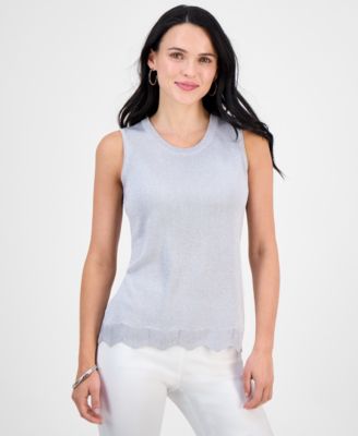 JM Collection - Petite Shine Novelty Sweater Tank Top