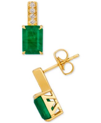 Costa Smeralda Emerald (1-3/8 ct. t.w.) & Nude Diamond (1/20 ct. t.w.) Drop Earrings in 14k Yellow Gold 
