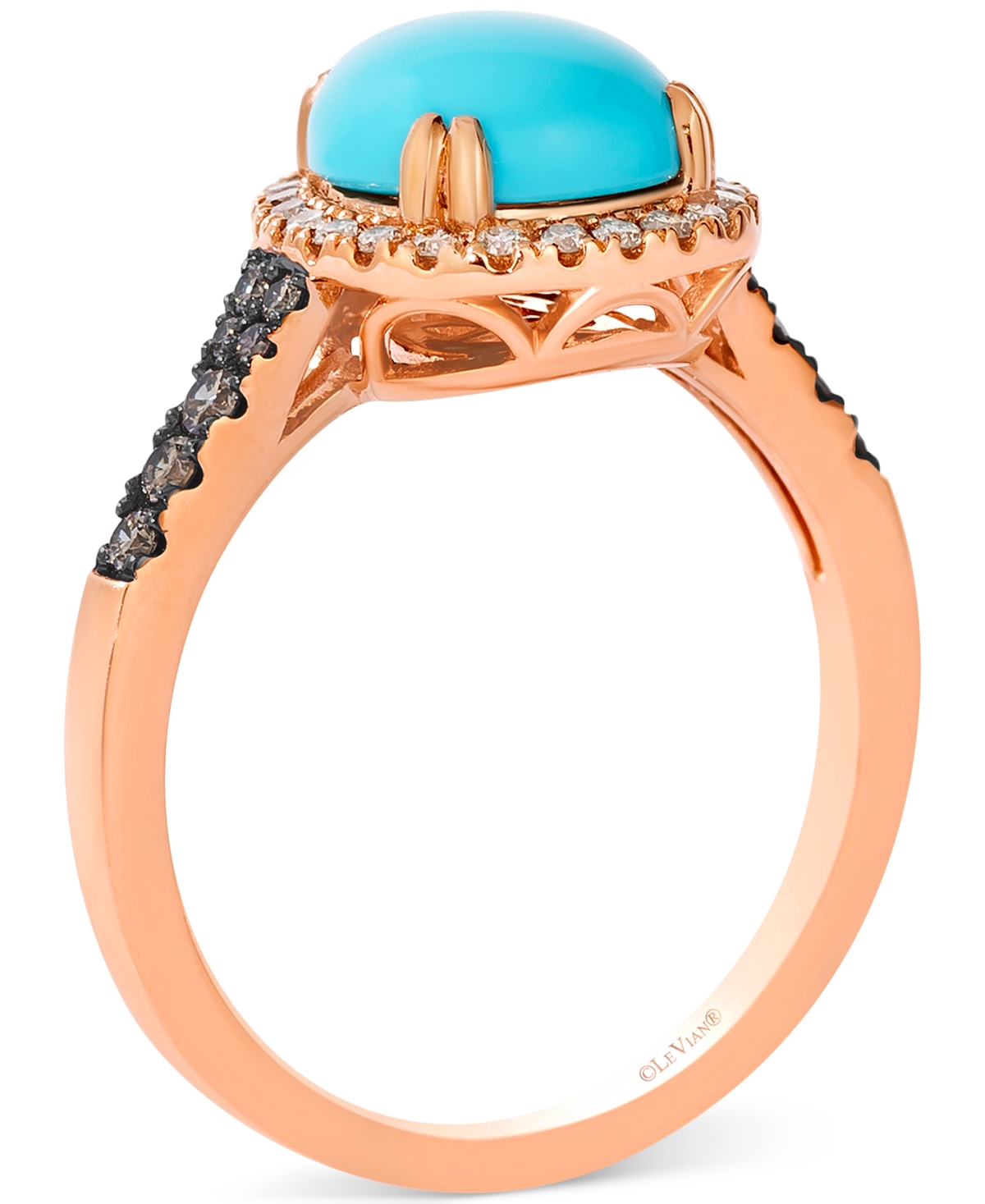 Le Vian Robins Egg Blue Turquoise (1-3/4 Ct. T.w.), Nude Diamond (1/6 Ct. T.w.) & Chocolate Diamond (1/6 Ct. In Rose Gold