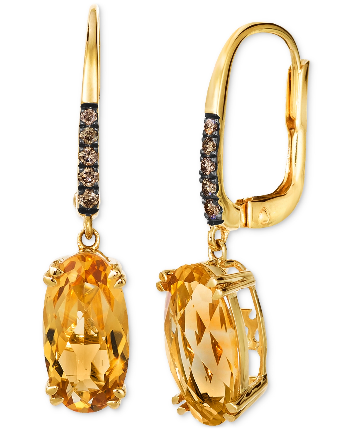 Chocolatier Cinnamon Citrine (3-3/4 ct. t.w.) & Chocolate Diamond (1/10 ct. t.w.) Earrings in 14k Yellow Gold - Yellow Gold