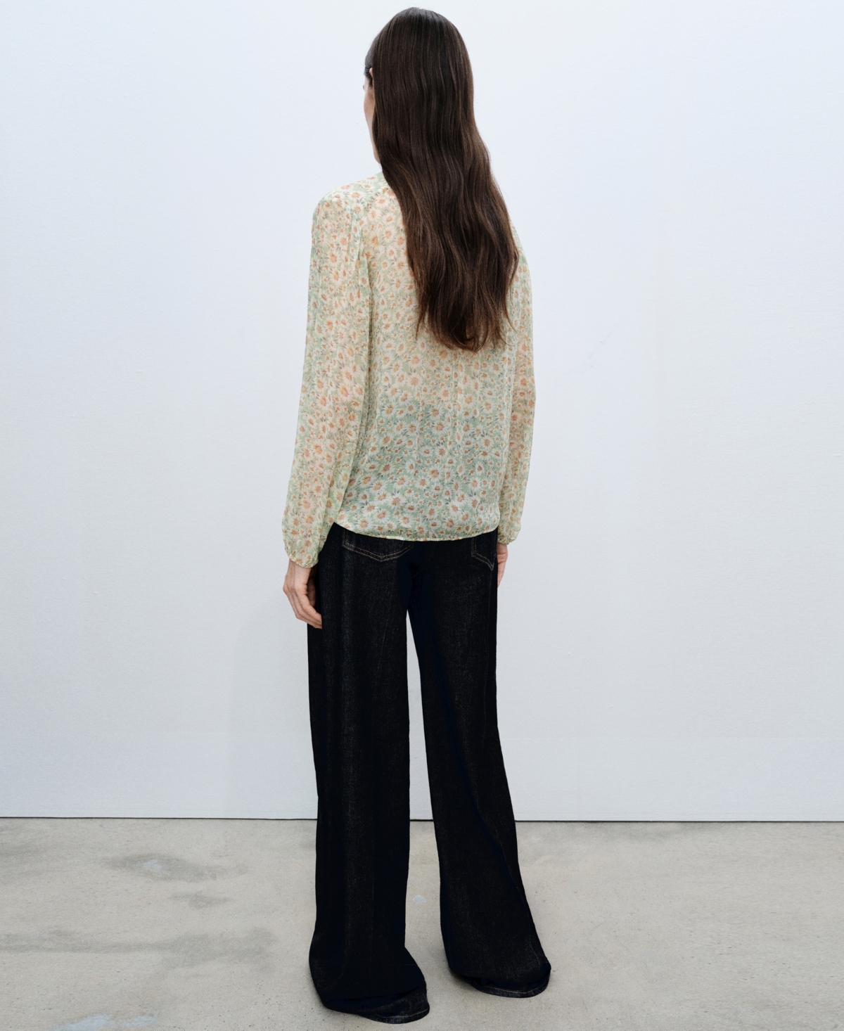 Mango Floral Tie Blouse Green In Green