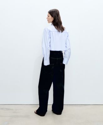 Women's Seam Detail Striped Crop Shirt