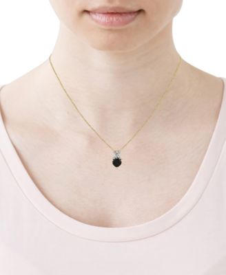 Onyx (6mm) & Diamond (1/10 ct. t.w.) 18" Pendant Necklace in 10k Yellow Gold