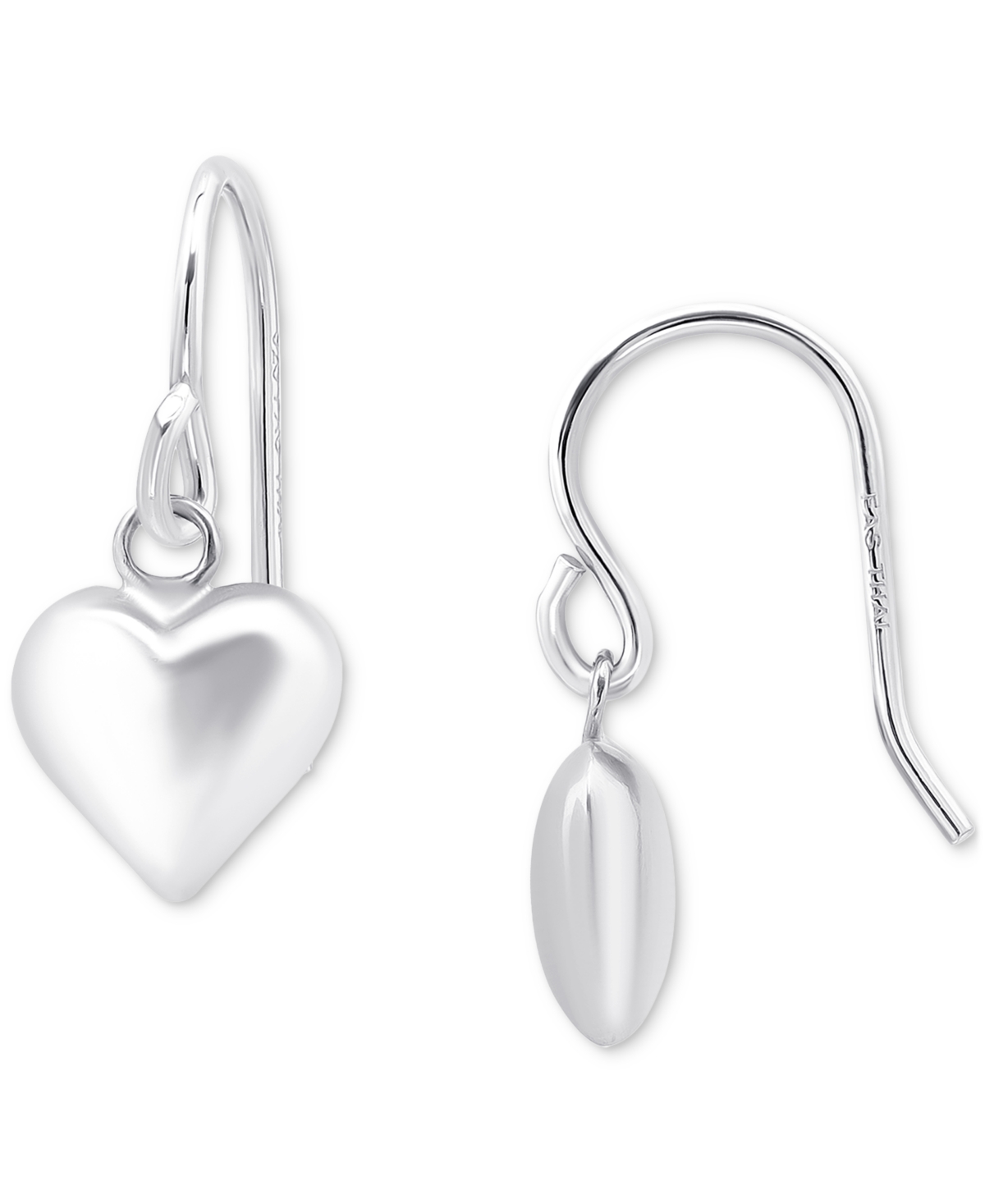 Giani Bernini Polished Heart Drop Earrings, Exclusively At Macy's In Silver