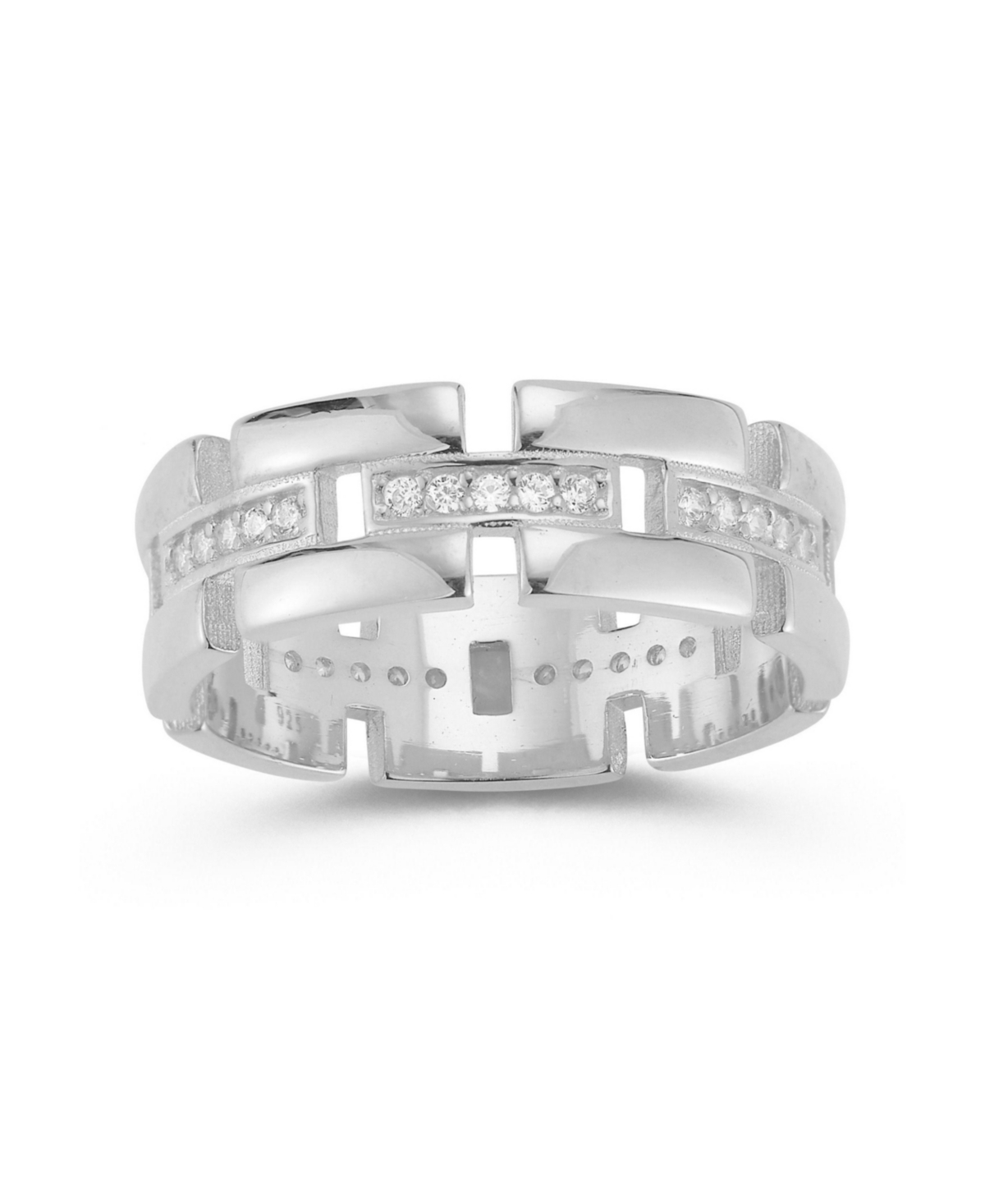 Sterling Silver Bold Link Band Ring - Silver