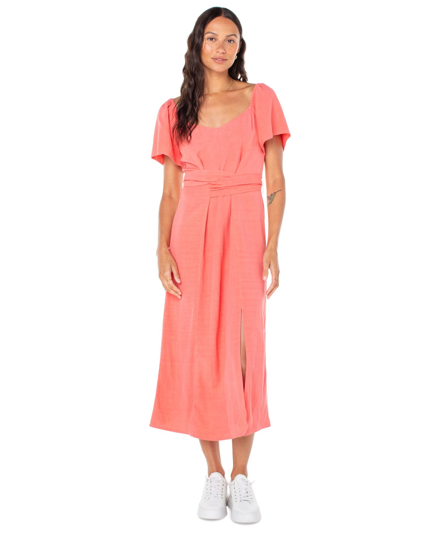 Women's Bungalow Bliss Solid-Color Tie-Back Midi Dress