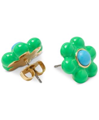 Gold-Tone Petal Puff Floral Stud Earrings