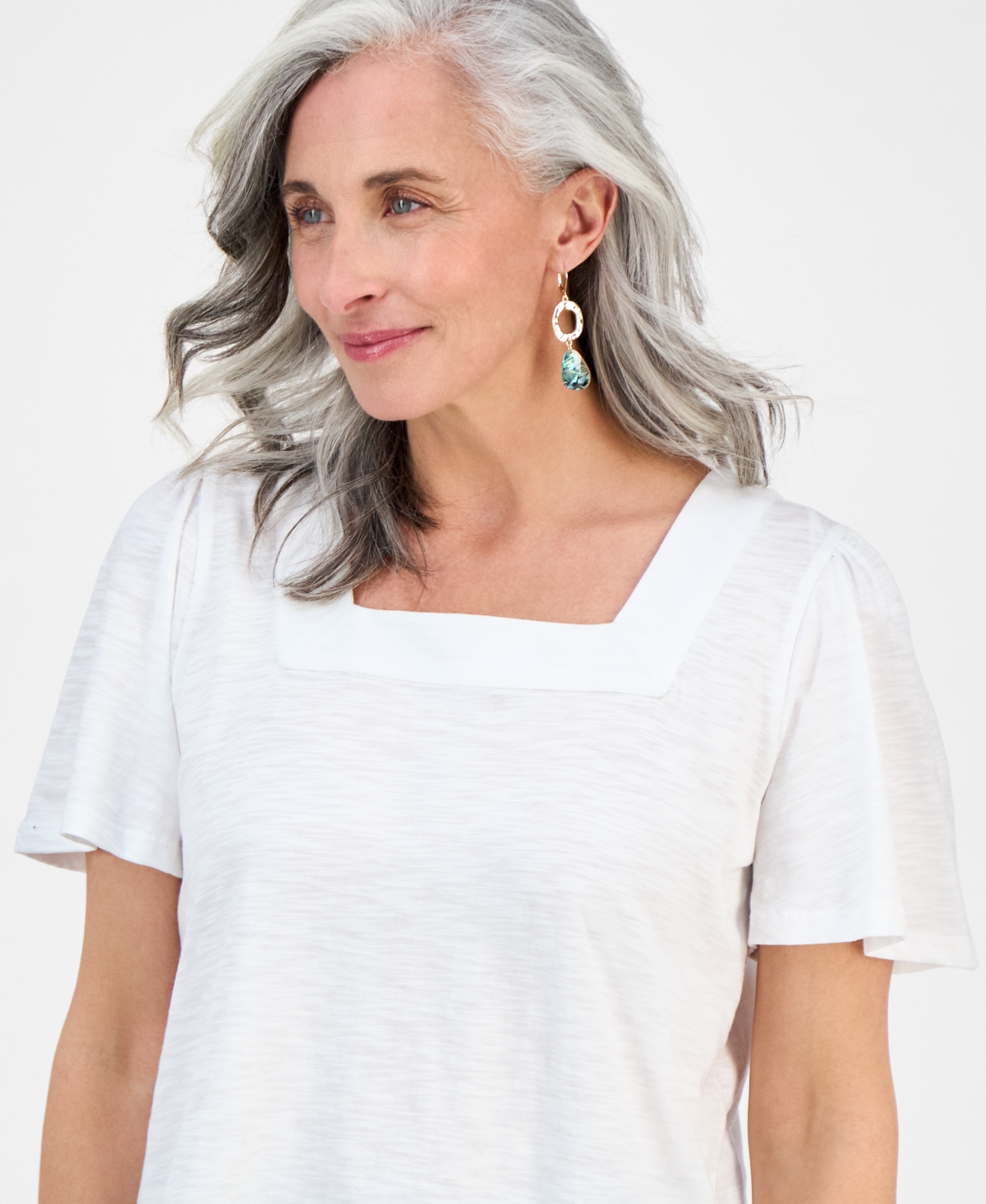 Style & Co Petite Square-Neck Top, Exclusively at Macy's