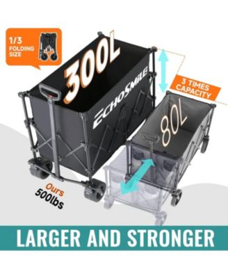 Collapsible Foldable Extended Height Wagon with 500lbs Weight Capacity,Folding Utility Garden Cart with Big All-Terrain Beach Wheels,for Camping, Garden,Sports,Beach,Shopping