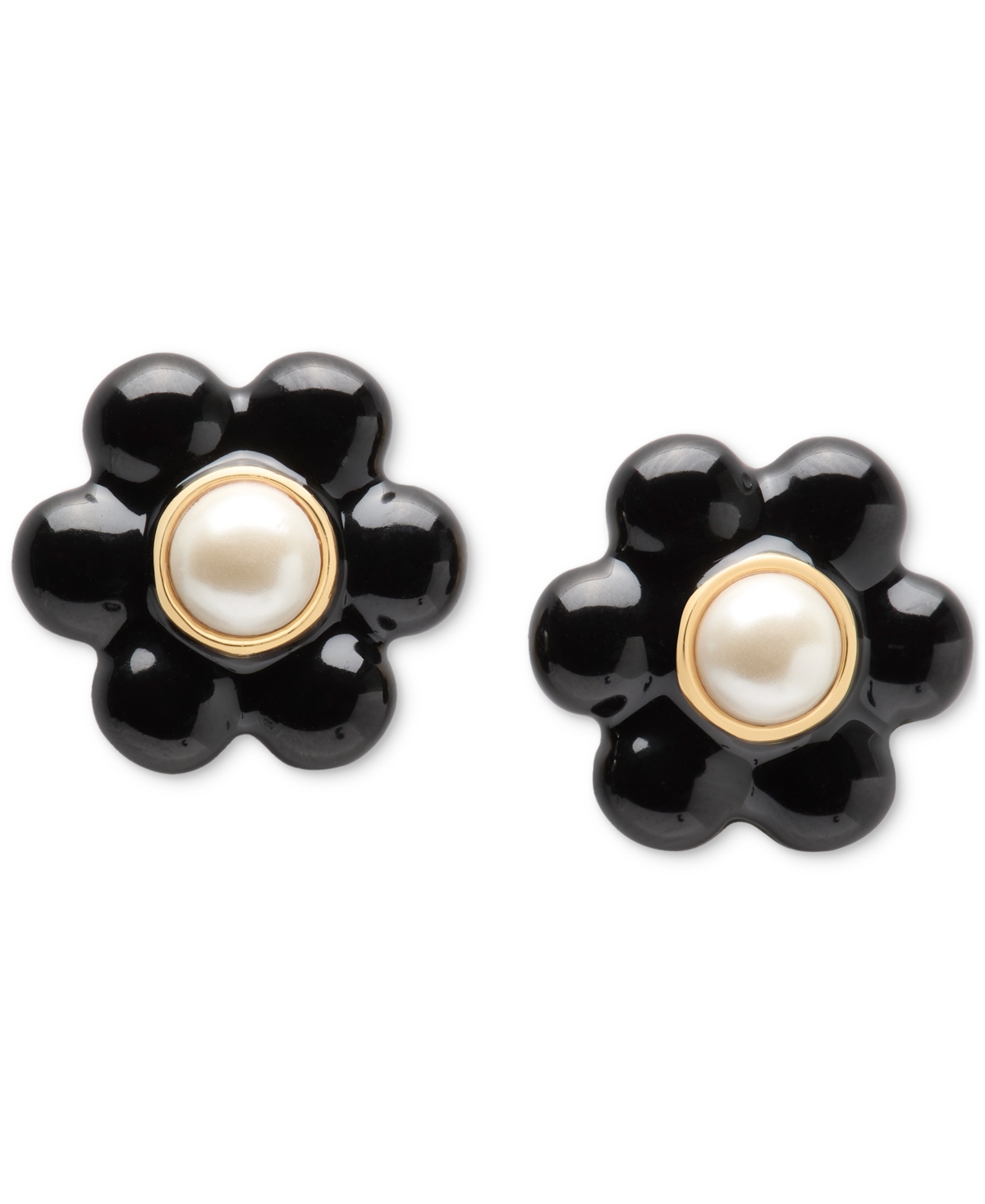 Gold-Tone Petal Puff Floral Stud Earrings - Green Mult