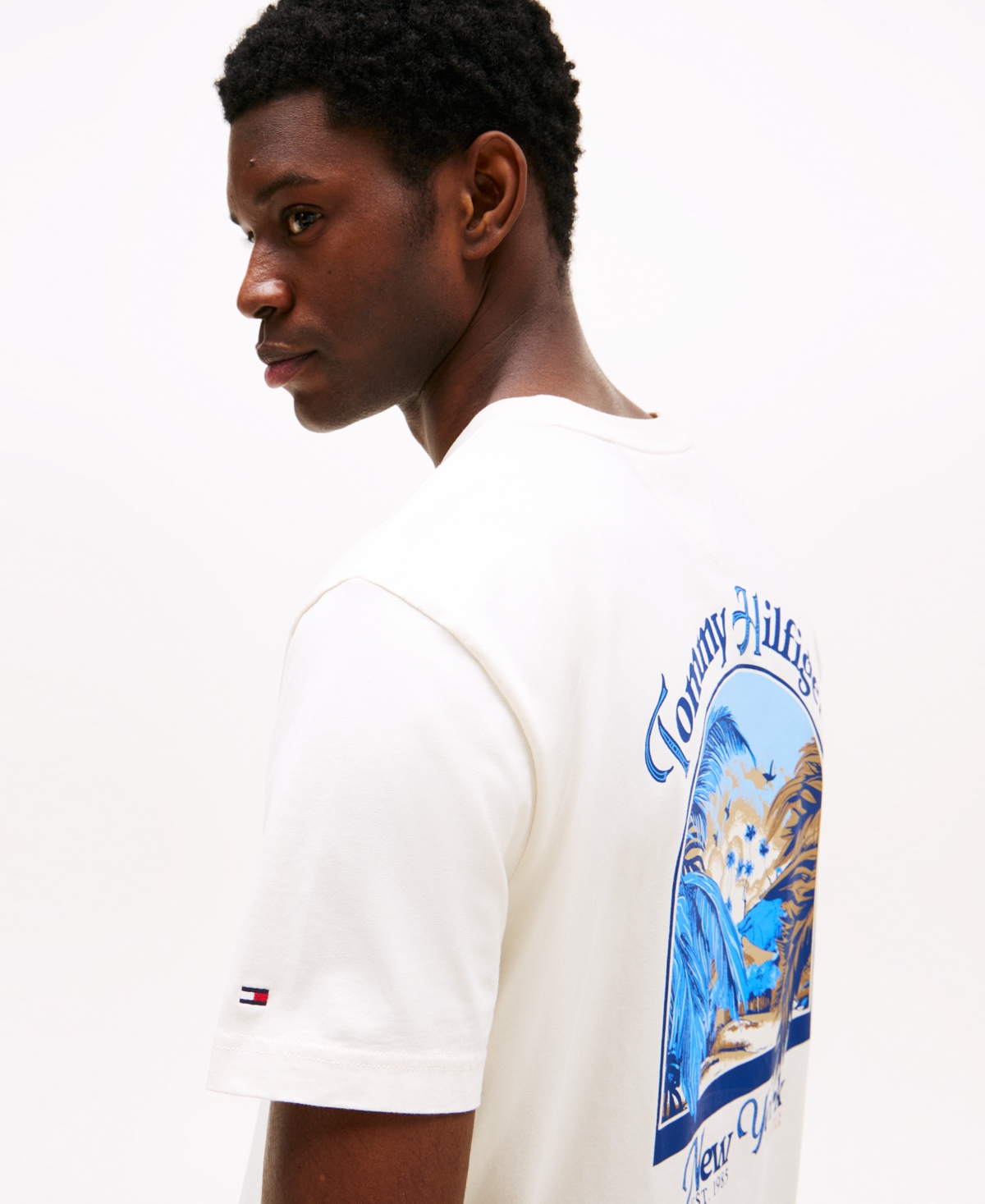 Shop Tommy Hilfiger Men's Relaxed Fit Short Sleeve Crewneck Logo Graphic T-shirt In Ivory Petal
