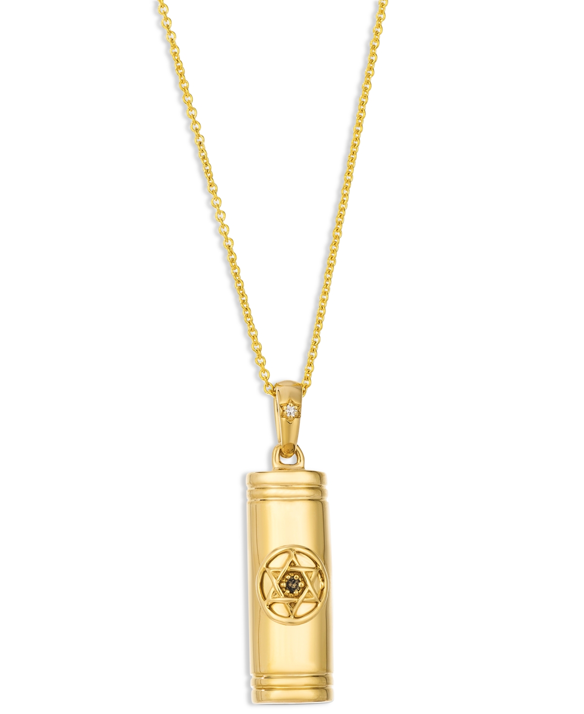 Le Vian Vanilla Diamond & Chocolate Diamond Mezuzah Pendant Necklace In 14k Yellow Gold, 20" In Yellow Gold