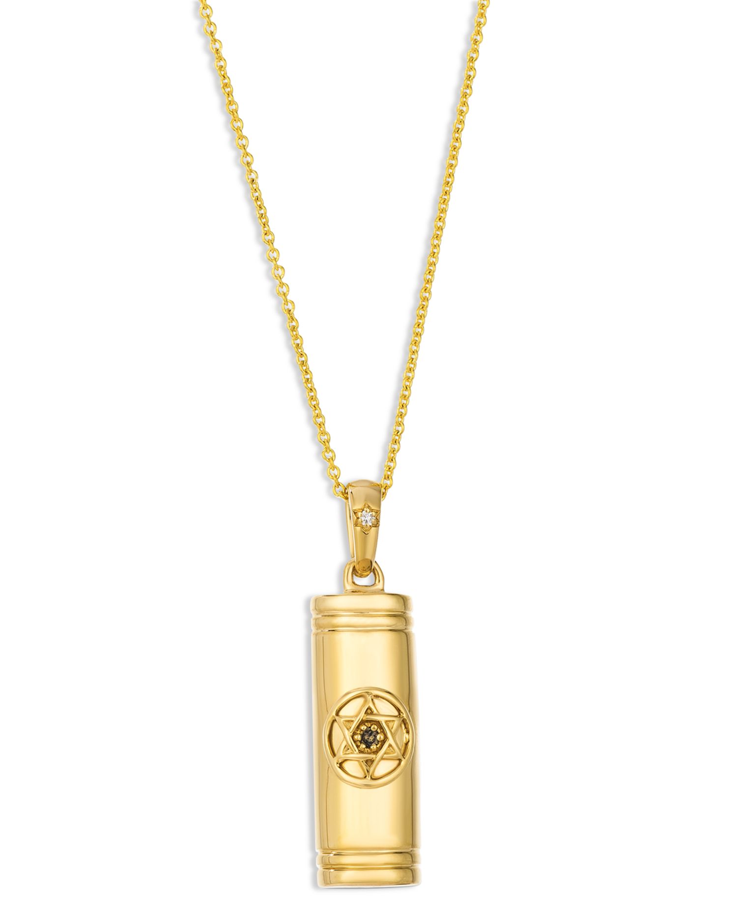 Vanilla Diamond® & Chocolate Diamond® Mezuzah Pendant Necklace in 14k Yellow Gold, 20"