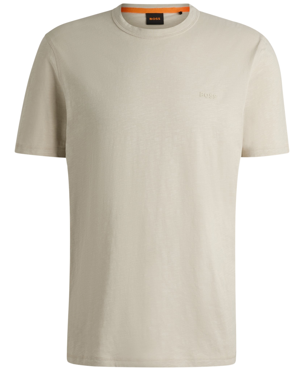 Shop Hugo Boss Boss By  Men's Slub-cotton Logo Detail T-shirt In Open Beige