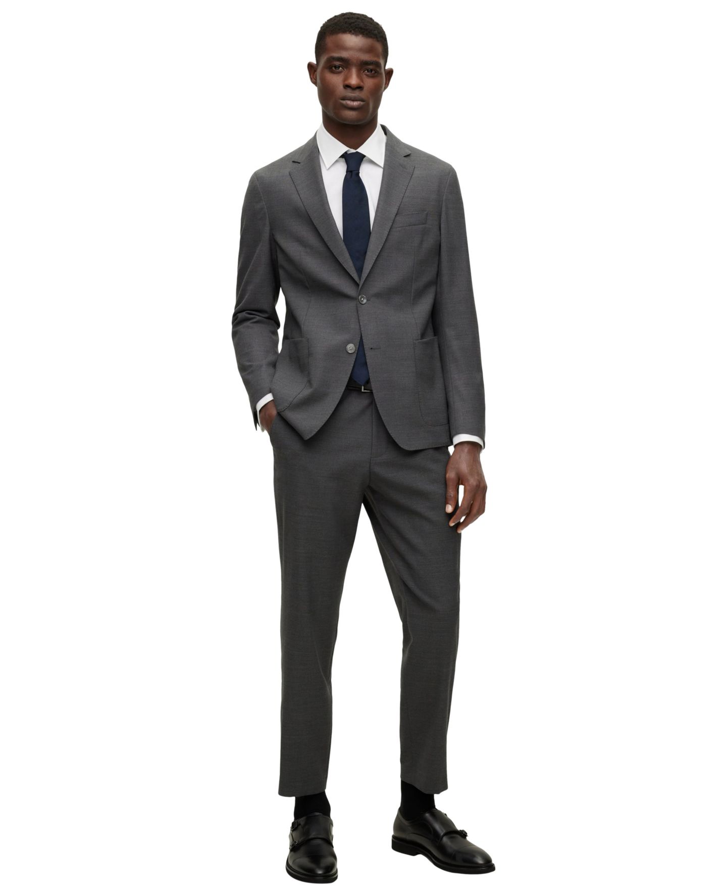 Мужская рубашка Hugo Boss Easy-Iron Stretch Cotton Slim-Fit Dress Shirt, цвет: Белый — фото 2