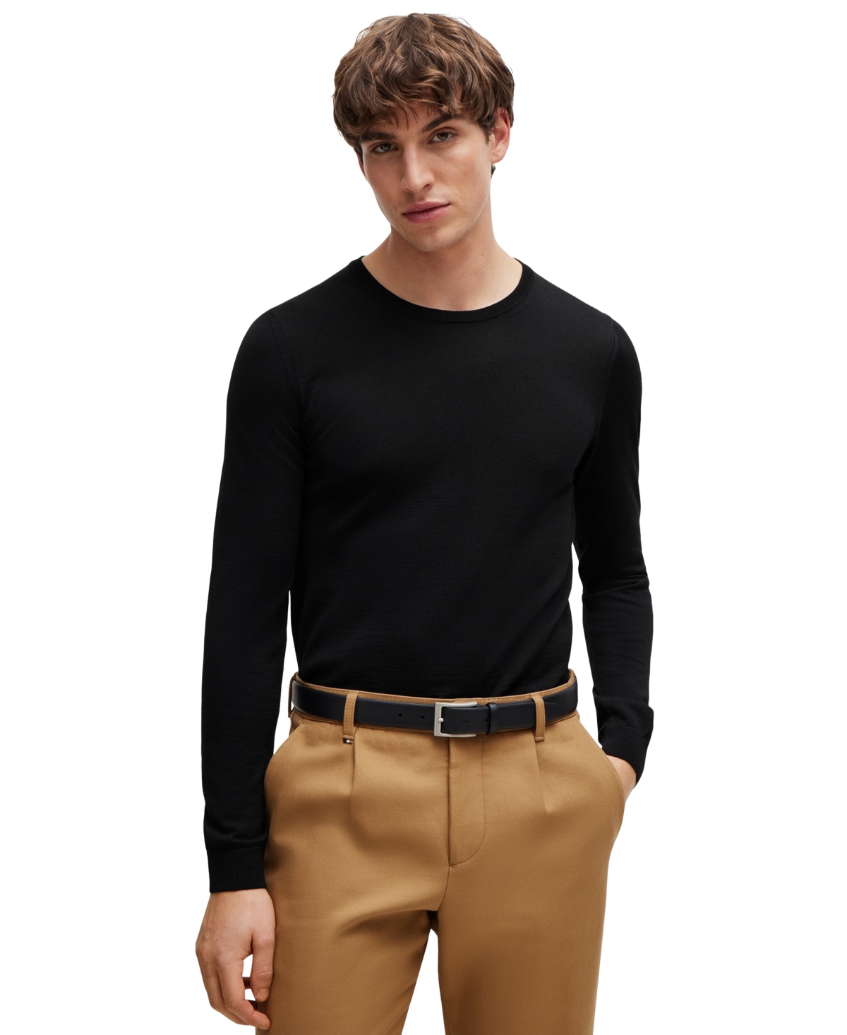 Boss by Hugo Boss Men's Slim Fit Merino Wool Sweater - Black