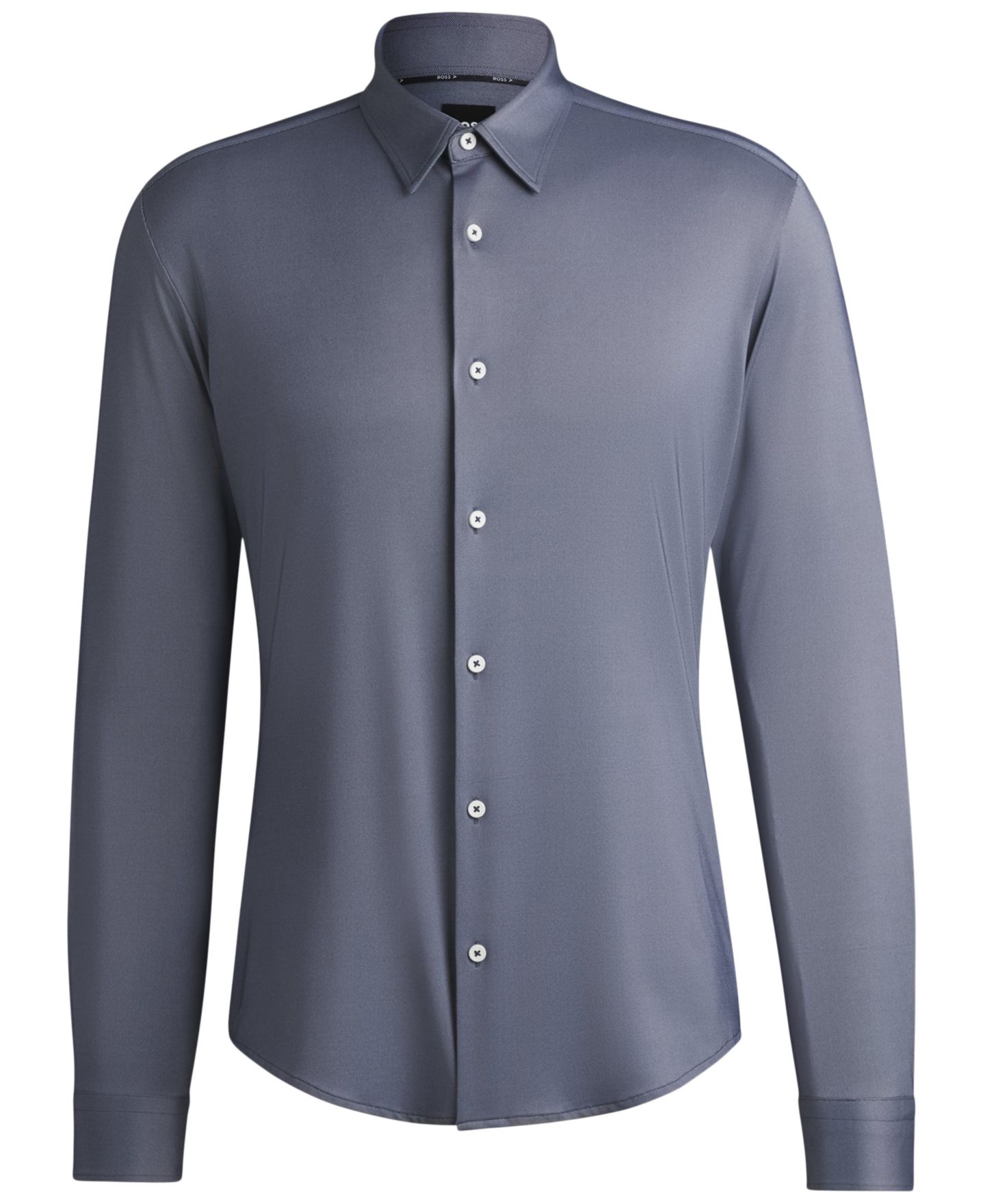 Мужская рубашка Hugo Boss Slim-Fit Performance-Stretch, цвет: Тёмный синий — фото 3