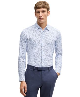 Hugo Boss - BOSS by  Men’s Floral-Print Slim-Fit Dress Shirt