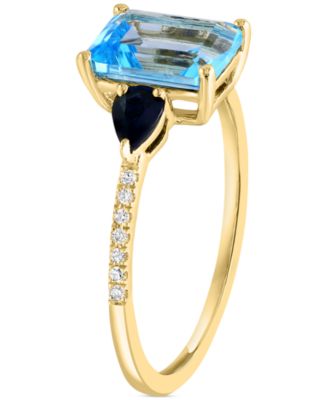 Multi-Gemstone & Diamond (1/20 ct. t.w.) Ring in 14k Yellow Gold
