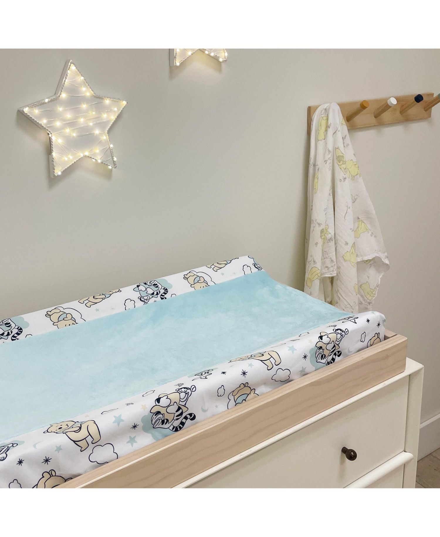 Lambs and Ivy Disney Baby Winnie the Pooh Hugs Soft Blue Minky Changing Pad Cover
