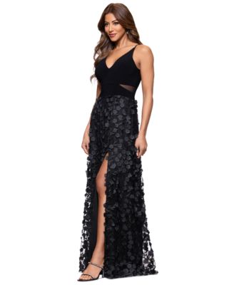 Petite Sleeveless Floral-Textured Gown