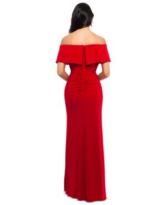Petite Ruffled Off-The-Shoulder Gown
