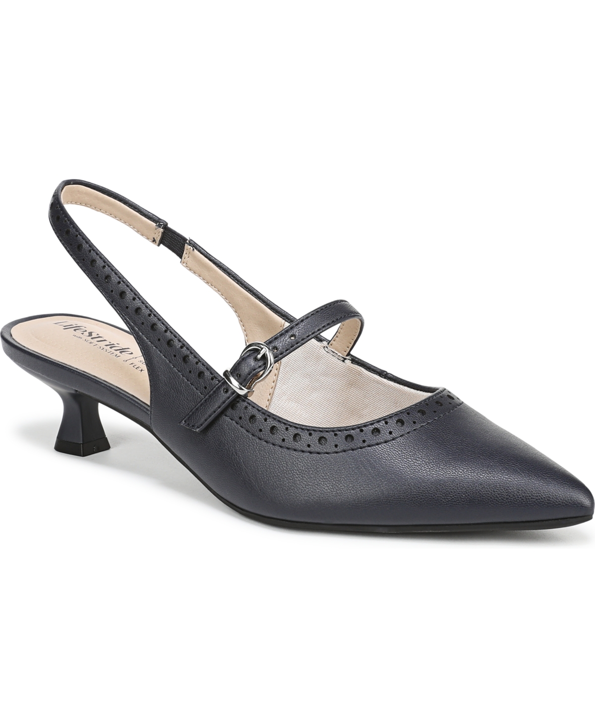 LIFESTRIDE WOMEN'S MARILYN POINTED TOE KITTEN HEEL SLINGBACK PUMPS 