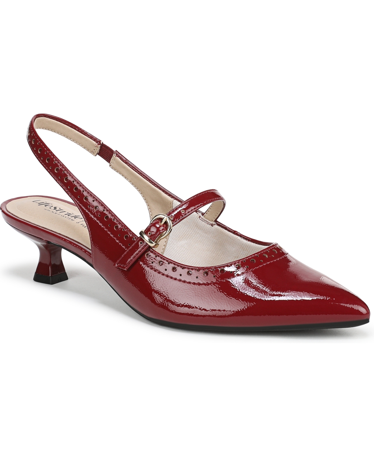 LIFESTRIDE WOMEN'S MARILYN POINTED TOE KITTEN HEEL SLINGBACK PUMPS 
