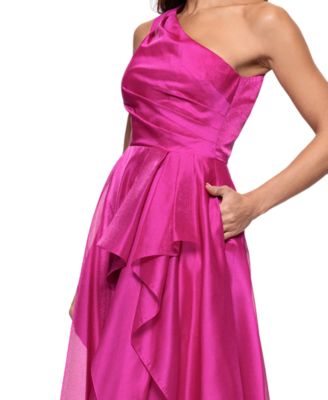 Women's Metallic Draped One-Shoulder Gown