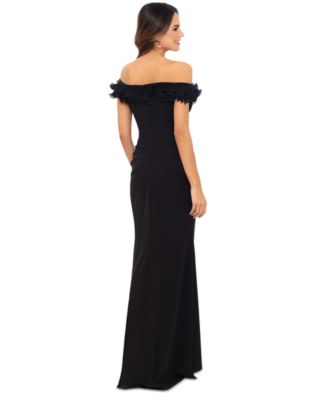 Petite Ruffle-Trim Off-The-Shoulder Gown