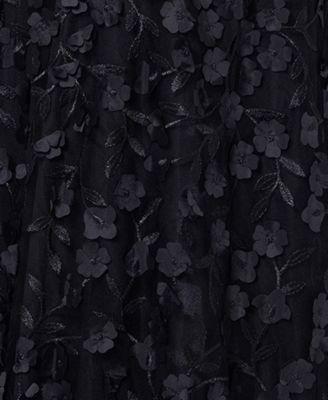 Mesh-Cutout Flower Gown