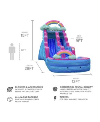 Imperfectly 15 ft Commercial Grade Inflatable Water Slide with Pool (with Blower)