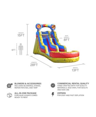 15  FT Target Water Slide Commercial Grade Inflatable with Detachable Deep Pool, Kids and Adults, Tall Blow Up Waterslide, Outdoor Indoor, Wet Dry Use, Summer Fun (with Blower)