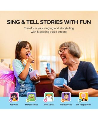 Voice 2 Kids Karaoke Machine with Wireless Microphone, Bluetooth Speaker, and AI Voice Changer