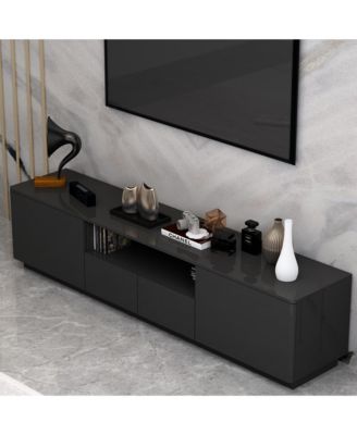 1 Pc Wood TV Stand, 4 Drawers, Media Console with Light Strip – Entertainment Furniture