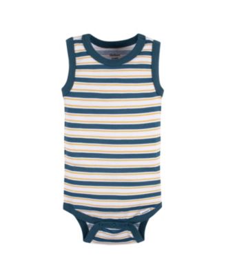 Baby Boys 5-Pack Sleeveless Onesies Bodysuits, Blue Stripe, 0-3 Months