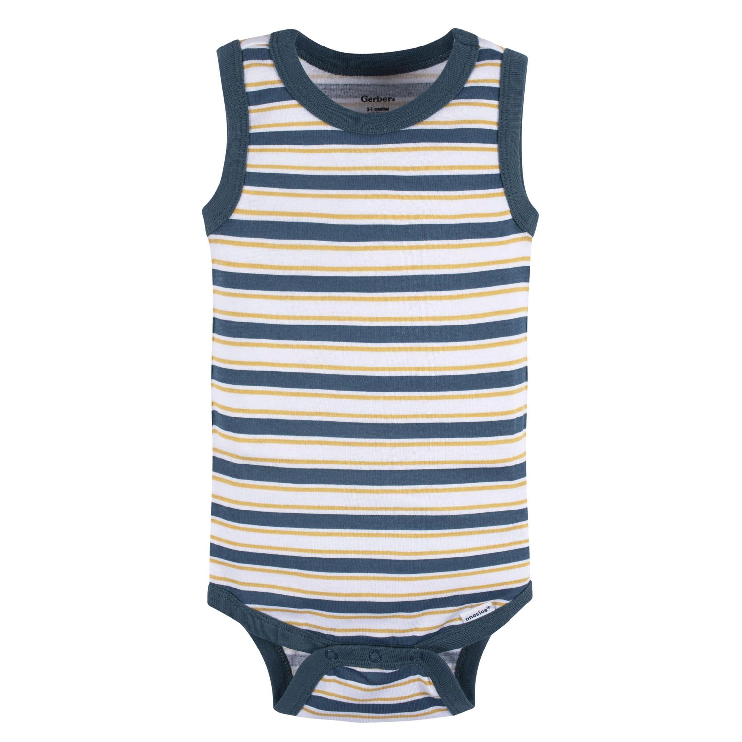 Baby Boys 5-Pack Sleeveless Onesies Bodysuits, Blue Stripe, 0-3 Months