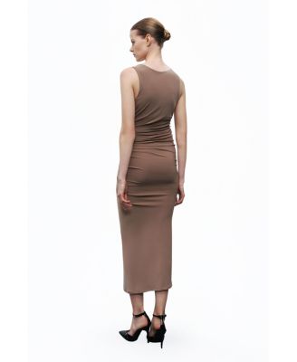 Women's Midi Dress with Gathered Detail