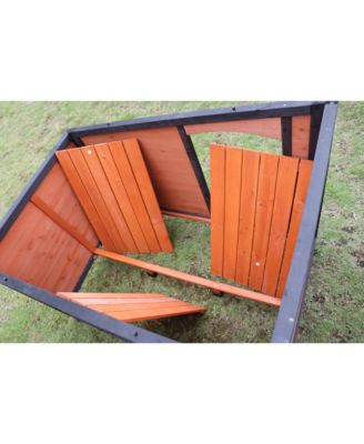 46 inch Large Dog House Indoor Outdoor Wooden Kennel Winter Insulated PVC Waterproof Roof Removable Floor