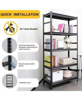 Adjustable Heavy Duty Metal Shelving - 5-Tier Storage Shelves, 2000LBS Load, Kitchen