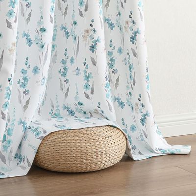 1 Piece Watercolor Floral Light Filtering Grommet Top Window Curtain Panel